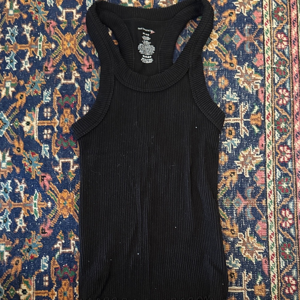 Free People Black Ribbed Tank Top